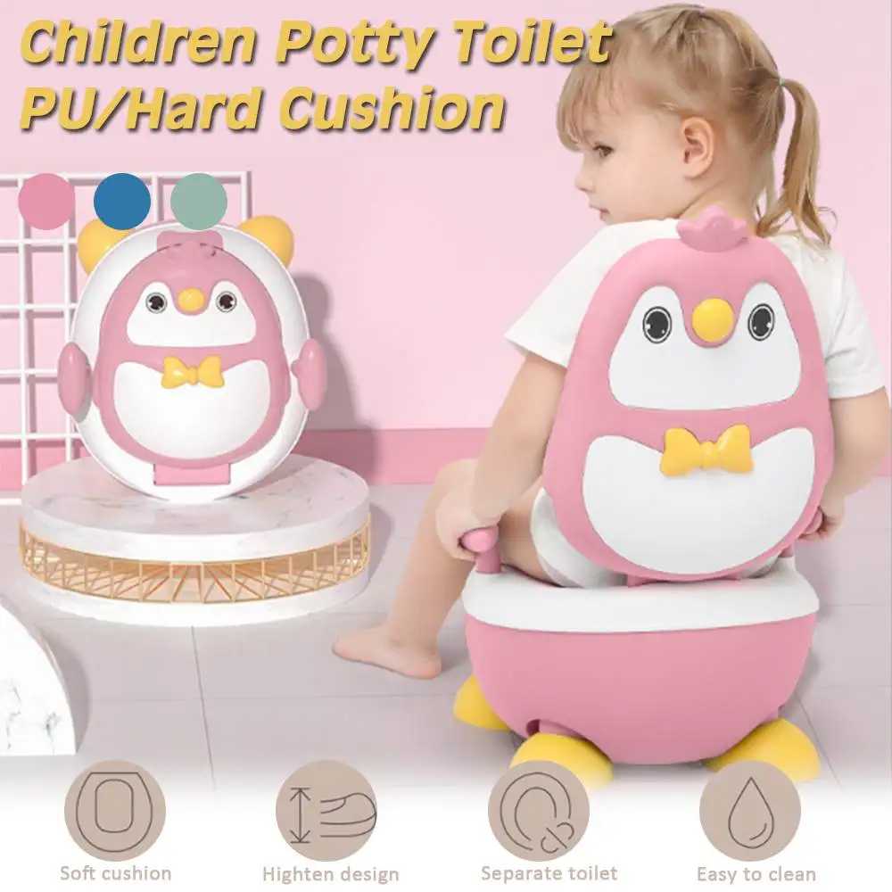 Children Potty Penguin Shape Spatterproof Urine Portable Toilet Freely Adjustable Height for Kid Care RU Fast Delivery | Мать и ребенок