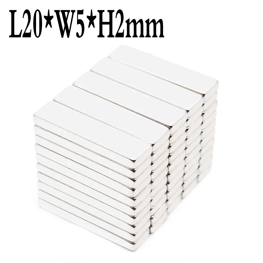 

1000Pcs 20x5x2 Neodymium Magnet 20mm x 5mm x 2mm N35 NdFeB Block Super Powerful Strong Permanent Magnetic Imanes 20*5*2 mm