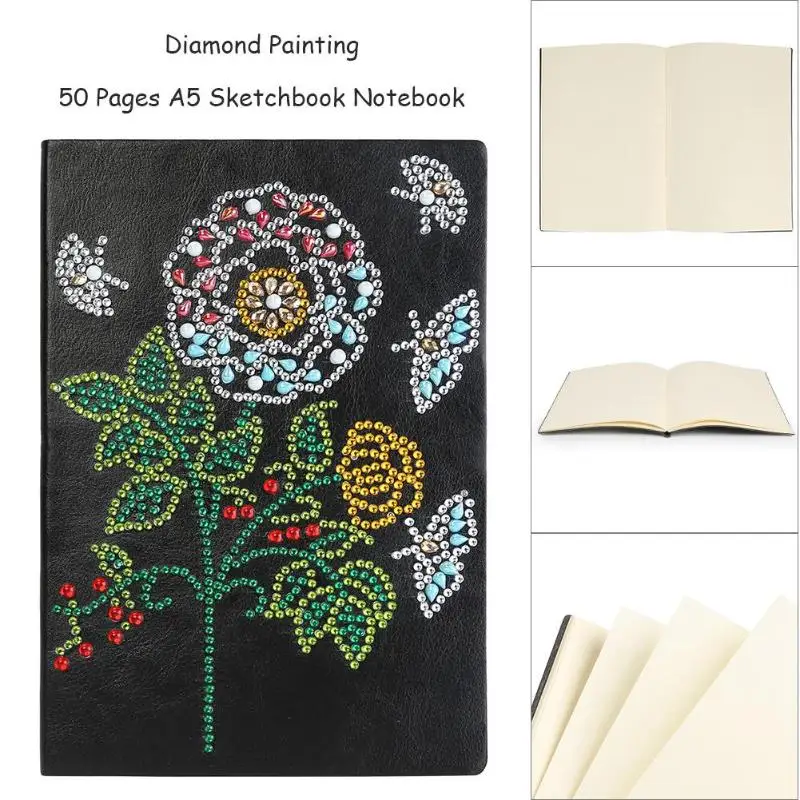 Бабочка цветочный узор DIY тетрадь особой формы алмазная живопись 50 страниц А5