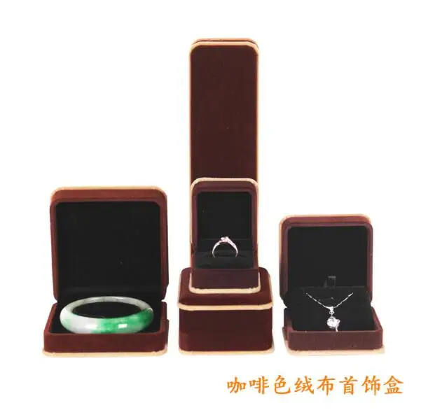 

Шкатулка для ювелирных изделий из коричневого бархата с логотипом на заказ, шт./лот, шкатулка для ожерелий и колец