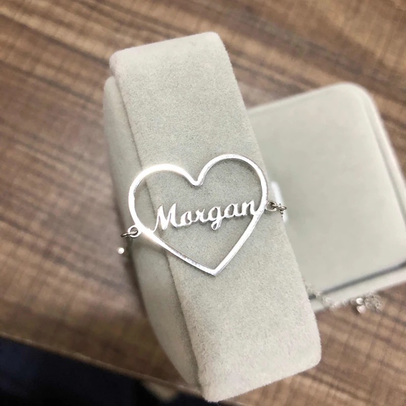 Браслет с именем сердца на заказ мужские ювелирные изделия персонализированный