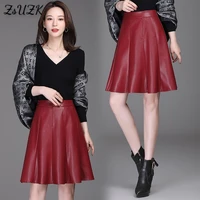 women pu leather short skirt 2021 autumn winter lady high waist all match skirt elegant office lady a line skirt 5colors