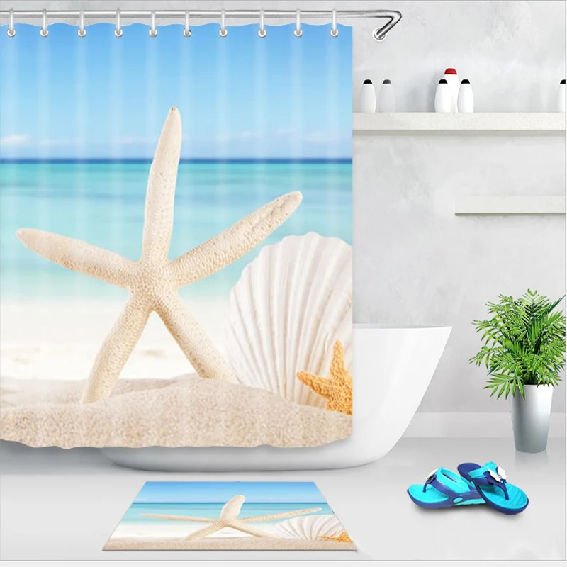

Personalized digital printing shower curtain e-commerce shell series polyester printing shower curtain