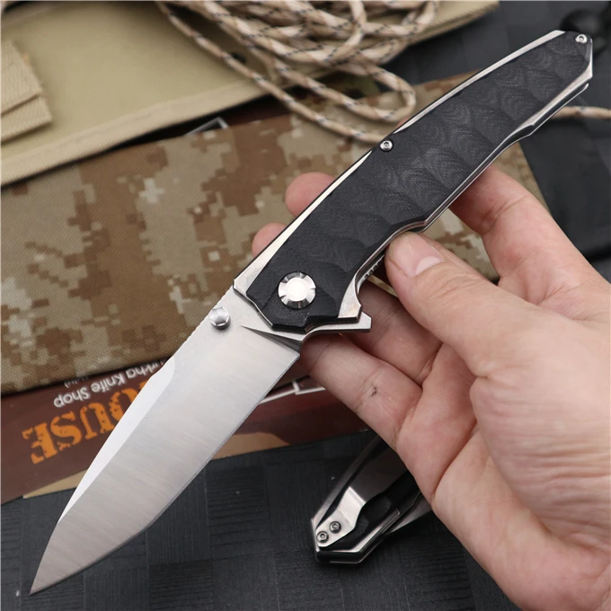 Складной Нож С флиппером Ручка G10 карманный нож из стали 9CR18MOV с шарикоподшипником