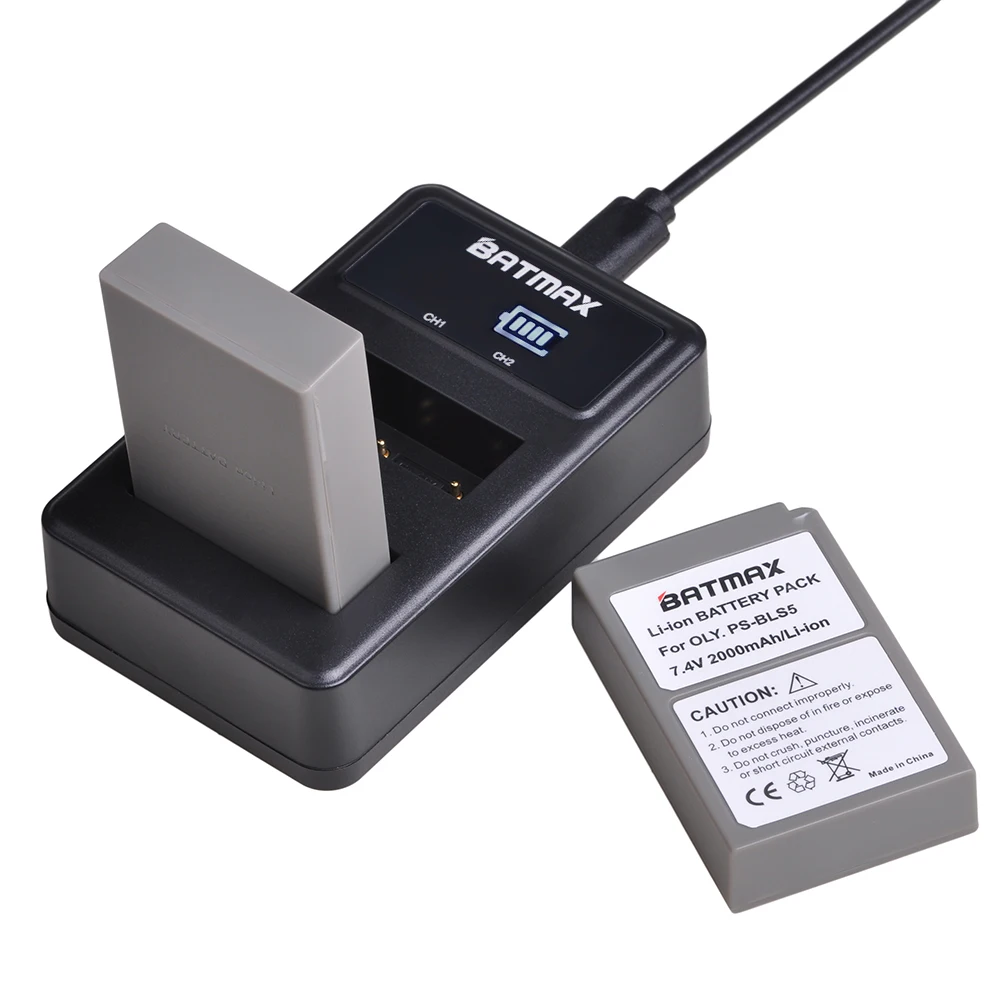 3 шт. 2000 мА/ч PS-BLS5 BLS5 BLS50 Батарея + светодиодный Dual USB зарядка для Olympus PEN E-PL2 E-PL5 E-PL6 E-PL7