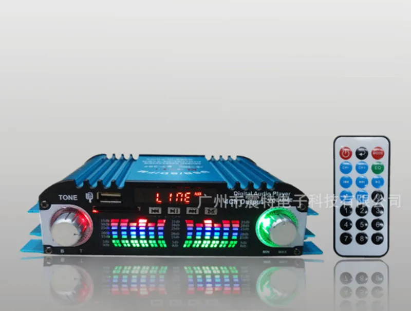 DC12V 40 Вт+ 40 Вт мини 4-канальный Bluetooth автомобиля домашнем компьютере цифровой аудио усилитель пульт дистанционного управления FM радио USB SD музыкальный плейер