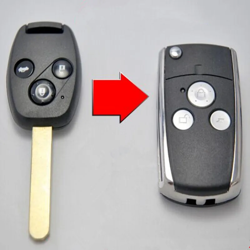 

DAKATU 3 Button Modified Flip Remote Key Shell for Honda CRV Fit Accord Pilot civic Replacement Folding Key Shell Cases Keyless