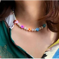 bead flower pearl necklace for women girls fashion daisy choker necklace jewelry accessories m3071