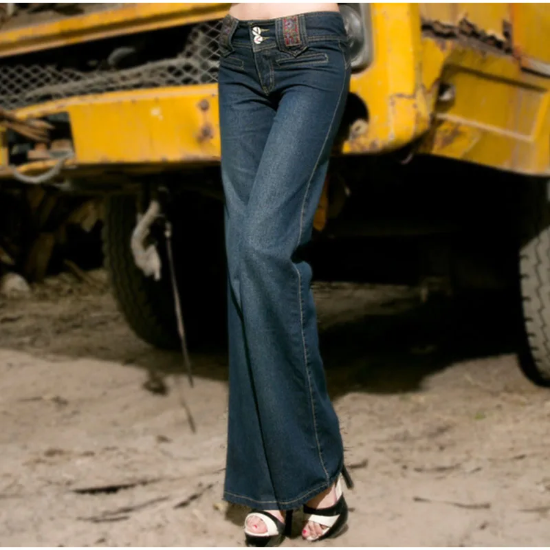 Женские джинсы с высокой талией винтажные синие широкими штанинами свободные
