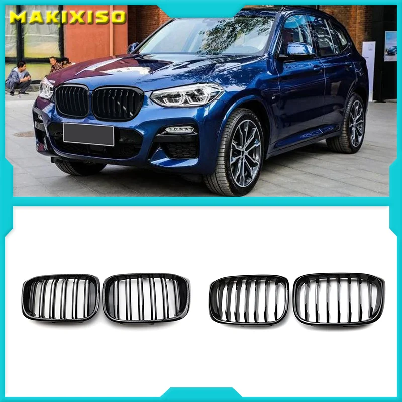 

Car Gloss Black Front Hood Kidney Grille Grill For-BMW X3 X4 G01 G02 2018-2020