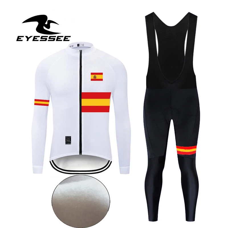 Eyessee Мужской комплект Джерси для велоспорта Pro Team зимний комплект для велоспорта термальный флис Испания велосипедная одежда Maillot Ropa Ciclismo
