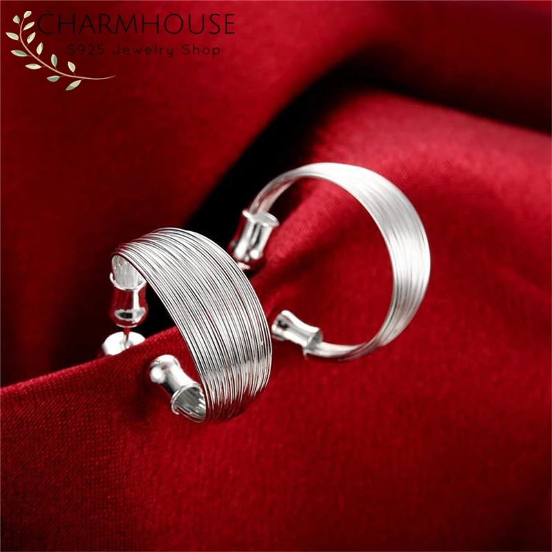Silver 925 Hoop Earrings for Women Multi Lines Earing Brincos Femme Oorbellen Pendientes Fashion Jewelry Accessories Bijoux Gift | Украшения