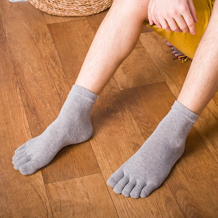 Мужские хлопковые носки с пятью носками для отдыха забавные однотонные