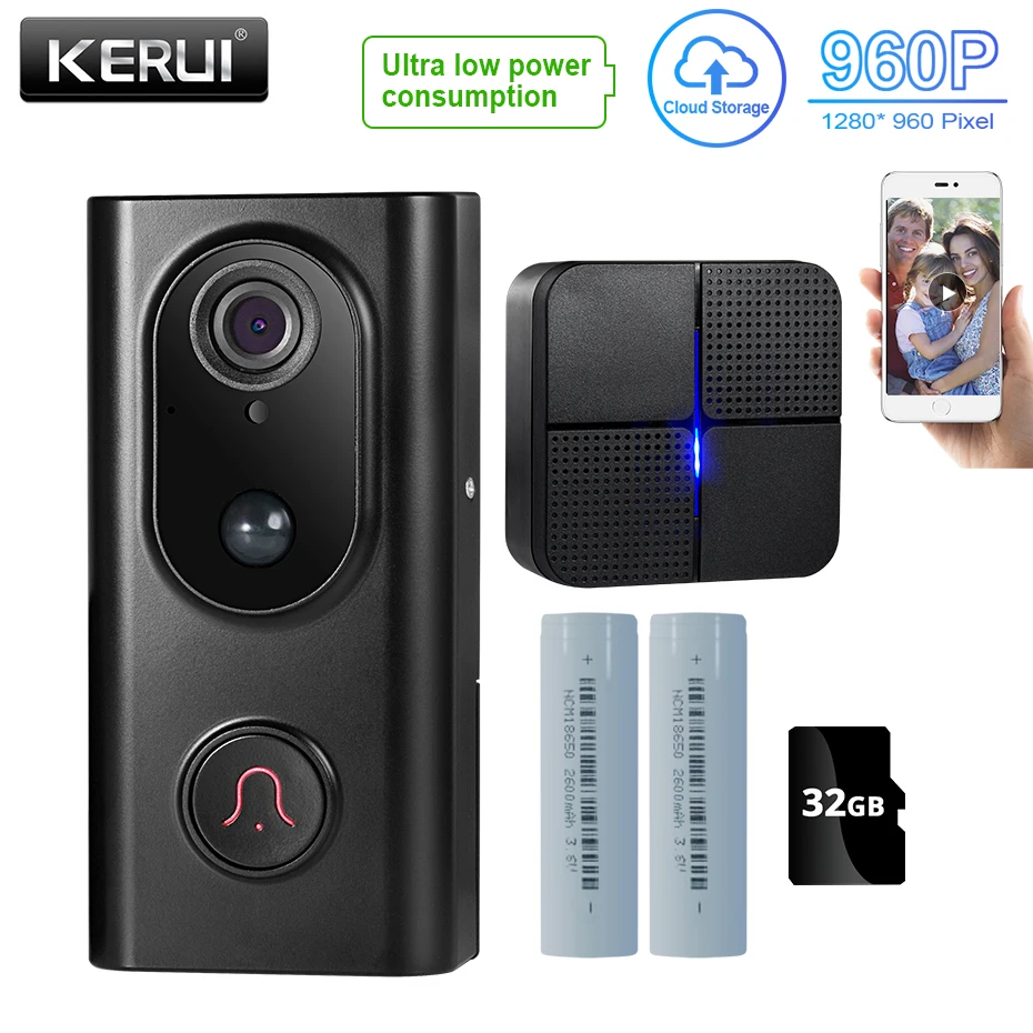 KERUI L16 умный беспроводной wifi видео дверной звонок Домашний домофон 960P ip камера