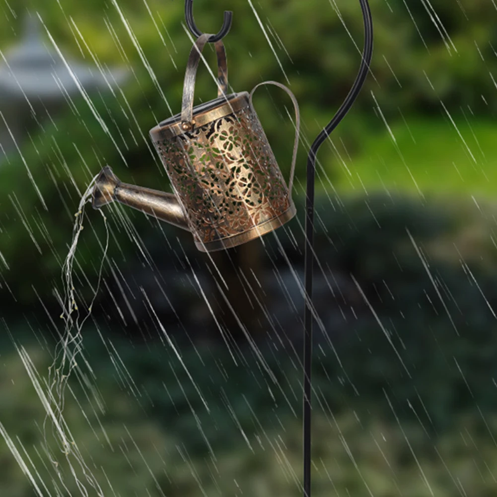

Solar Light with String Lights Lawn Lamp Vintage Fairylight Watering Kettle Shower Can Statues Greensward Lamp for Decor