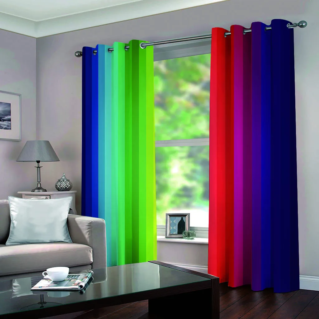 Радужные Мультяшные цвета 2 шт./комплект занавески на окна блочные тканевые шторы