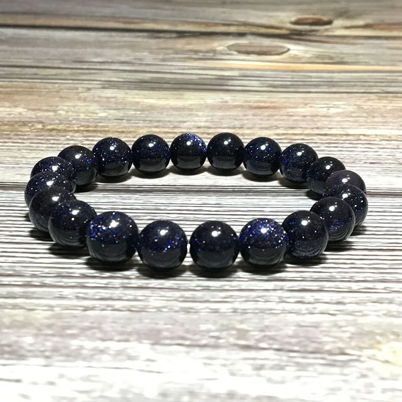 Браслет из натурального синего песка для мужчин и женщин 4/6/8/10/12 мм|Браслеты с