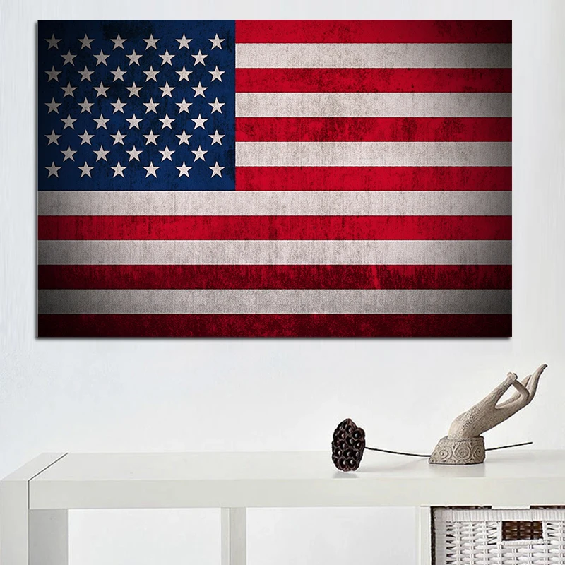 Большой старинный американский флаг печать на холсте настенные художественные