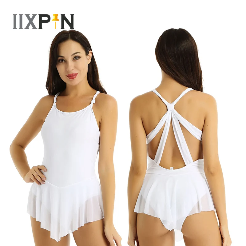 Женское платье для фигурного катания на коньках с перекрещивающейся спинкой