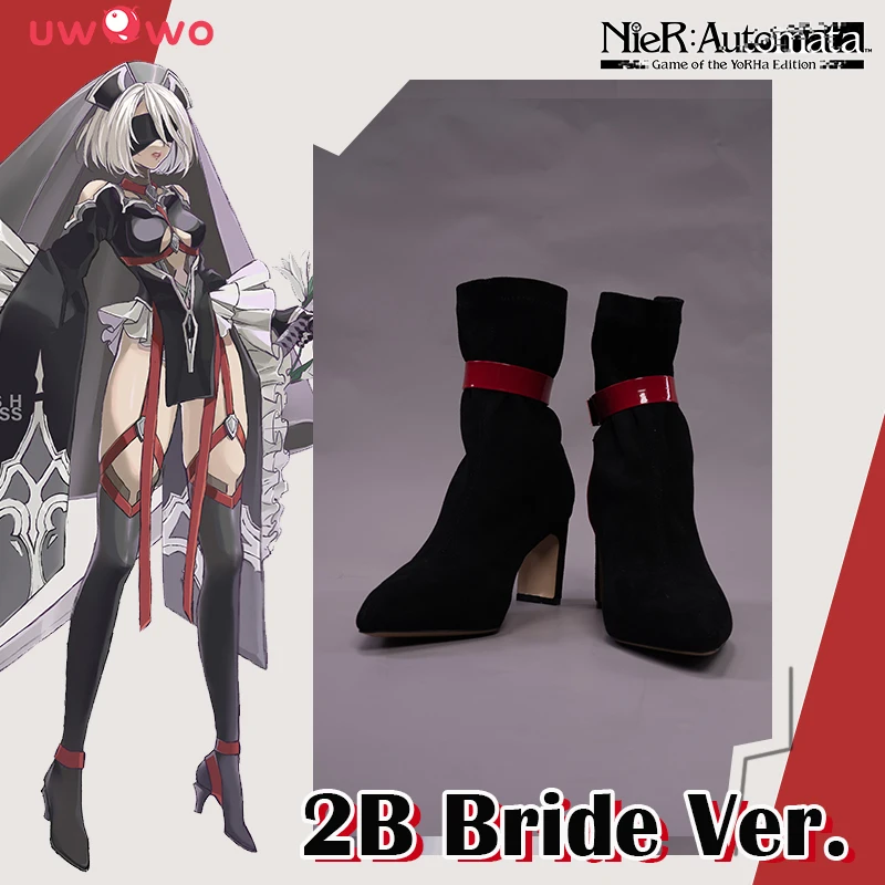 

UWOWO эксклюзивная авторизация Nier: Automata 2B Fanart Bride Ver. Обувь для костюмированной вечеринки; Пикантные модельные ботинки для женщин