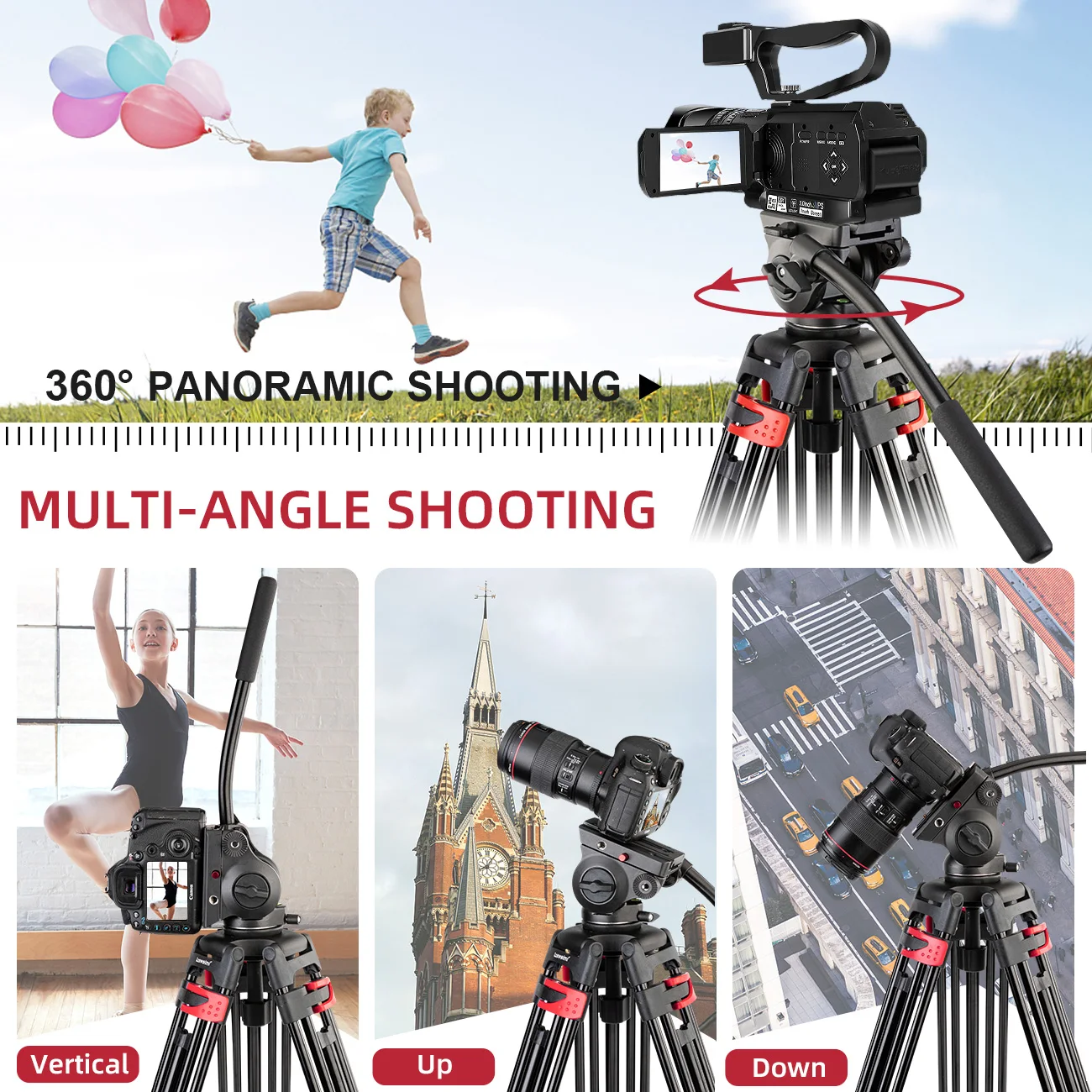 Штатив из алюминиевого сплава для видеокамеры 180 см с жидкостной головкой