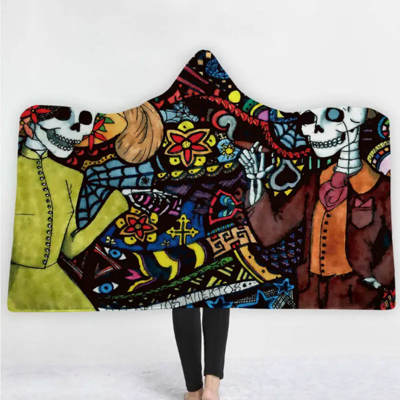 Хэллоуин 3D Скелет осень зима подростковые толстовки с капюшоном одеяло плюшевые