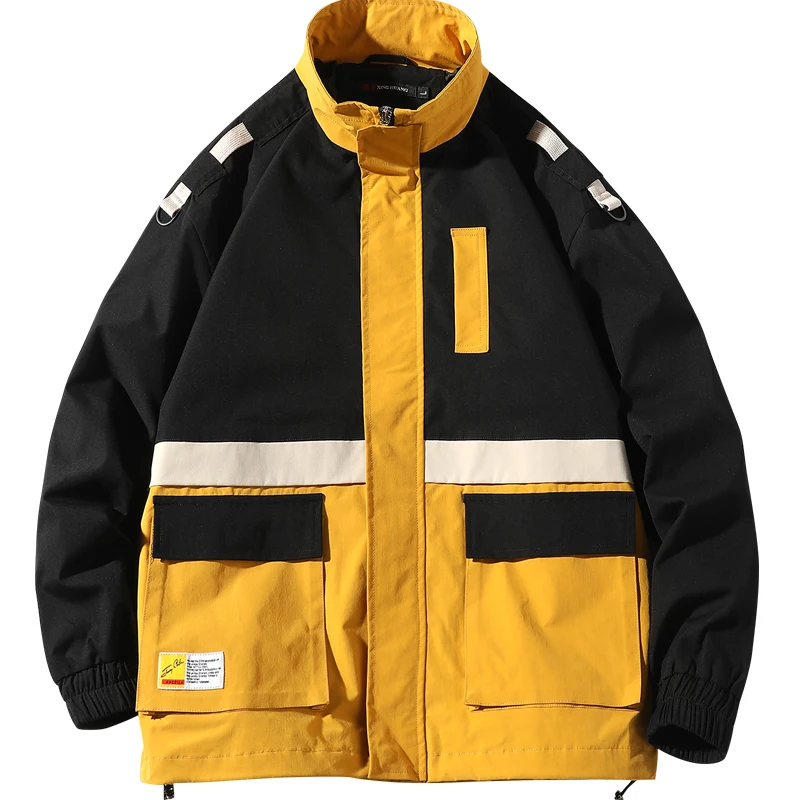 Мужская ветровка с воротником-стойкой в стиле пэчворк | одежда