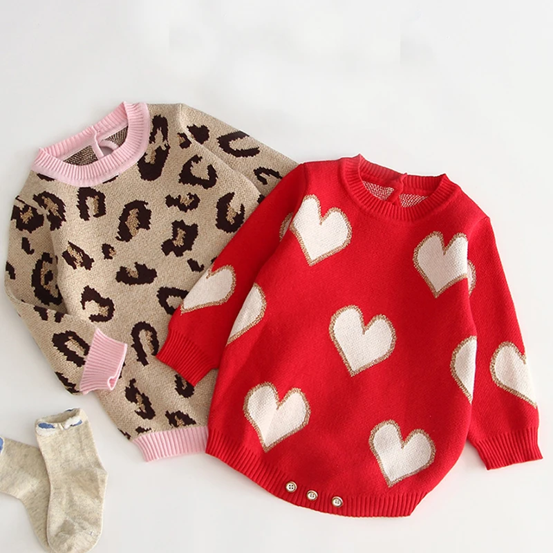 Комбинезон для маленьких девочек 100% хлопок Леопардовый принт Осенний комбинезон