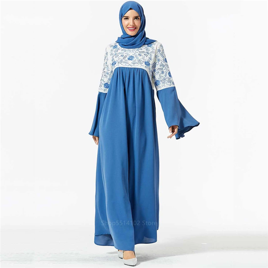 

2020 Woman Muslim Islamic Clothing Hijab Dresses Floral Embroidery Abaya Dubai Kaftan Marocain Pakistan Arabic Party Long Robes