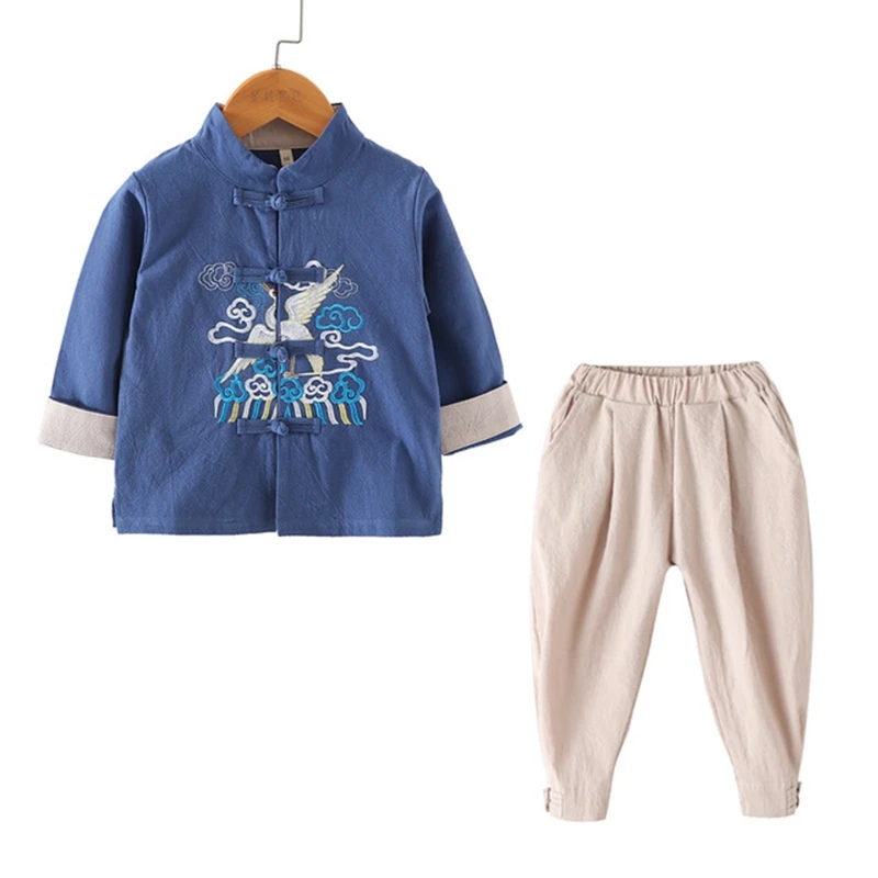 Хлопковая и льняная детская одежда Китайская национальная ветровка топы ханьфу