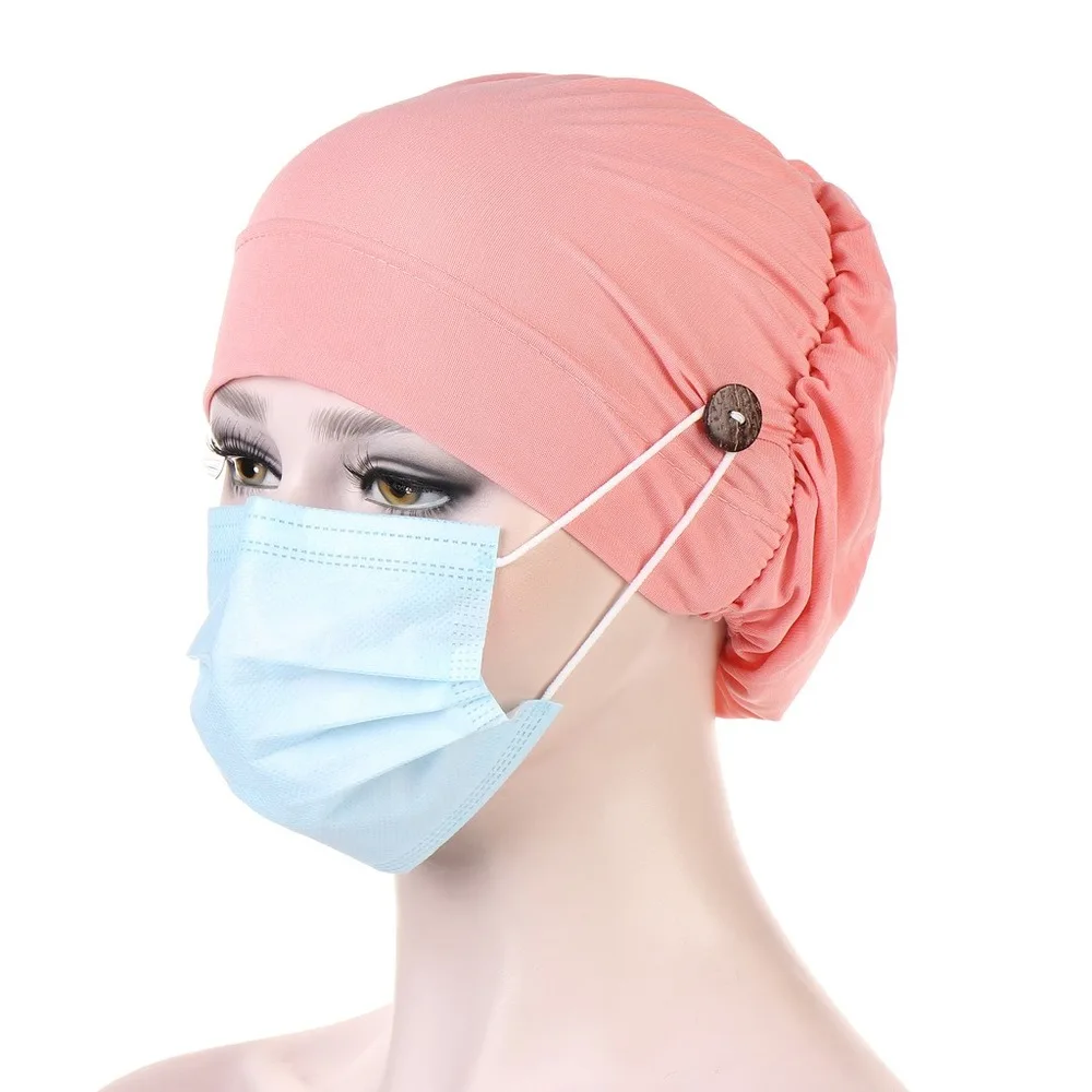 Helisopus Multicolor Muslim Linen Turban with Button Fashion Elastic Inner Hijab Cap Wrap Head Scarf Hijabs Bonnet Ready To Wear |