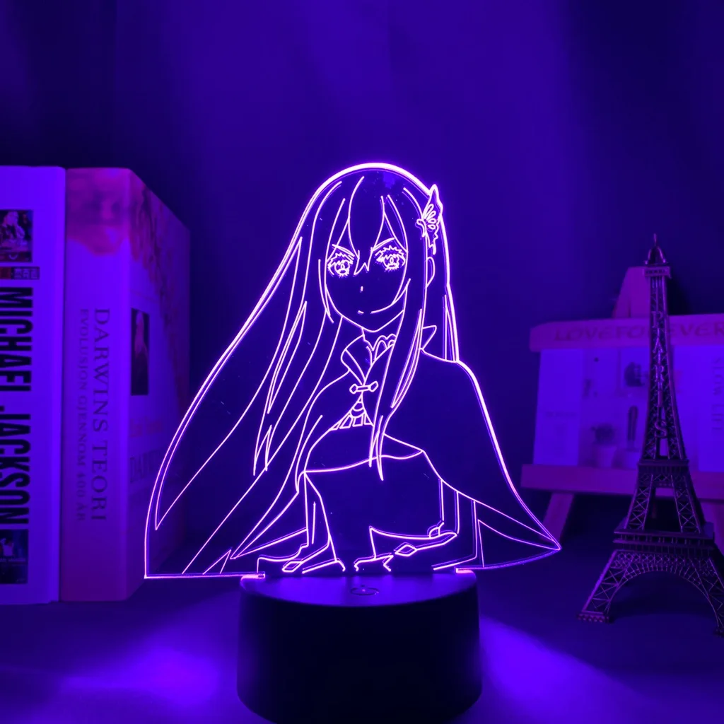 

Аниме 3d лампа Re Zero Начальная жизнь в другом мире светодиодный ночсветильник для комнаты Декор Светильник подарок Echidna Re Zero светильник
