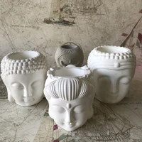various face vase cement man head 3d girl flower pot silicone molds concrete planter clay mould plaster resin craft making