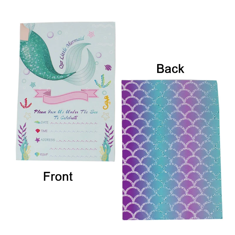 6 шт./упак. пригласительных билетов с рисунком маленькая русалочка Your're