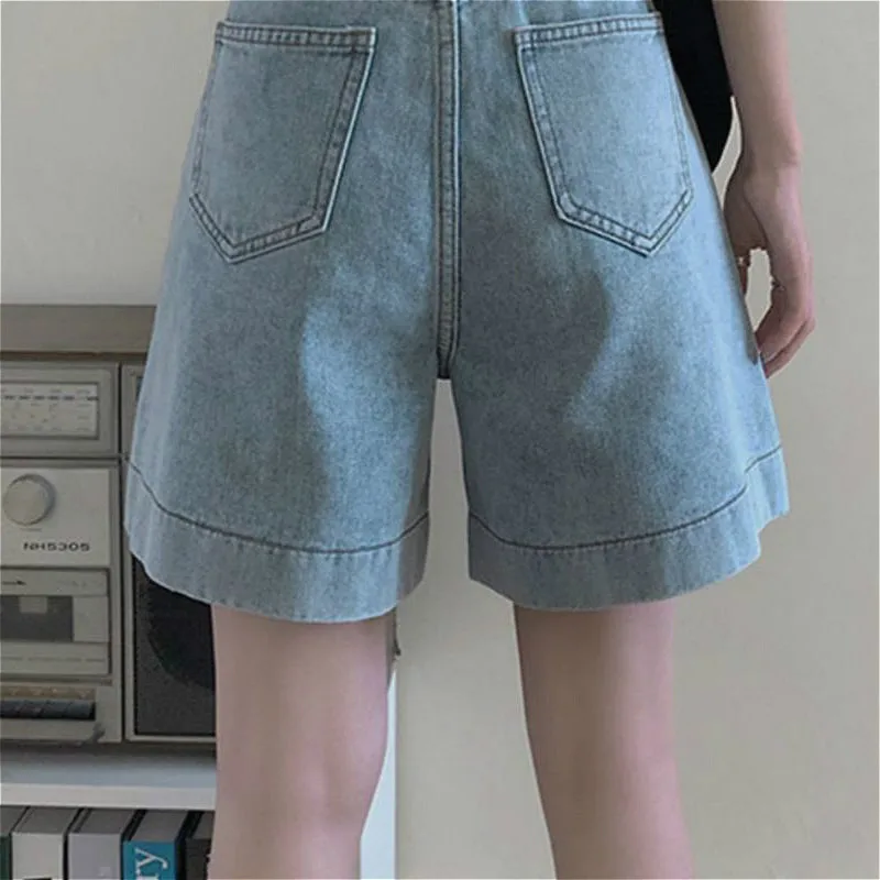 

Shorts Women High Waist Denim Irregular A-line Wide-leg Slender Chic Fashion Vintage Korean Style Hot Summer Leisure Street New