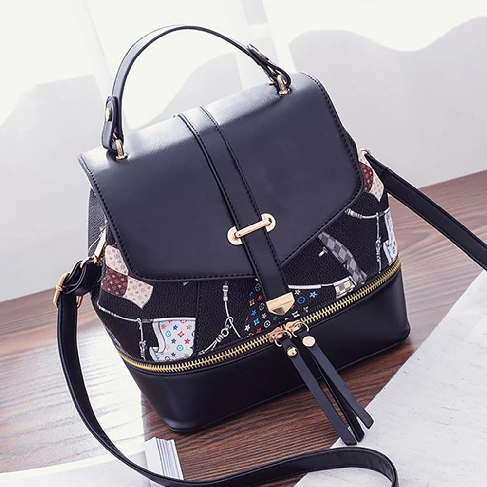 

New Designed PU Leather Women Backpack Cute Printed Fashion Female Bagpack Large Capacity Travel Shopping School Girls Backpack