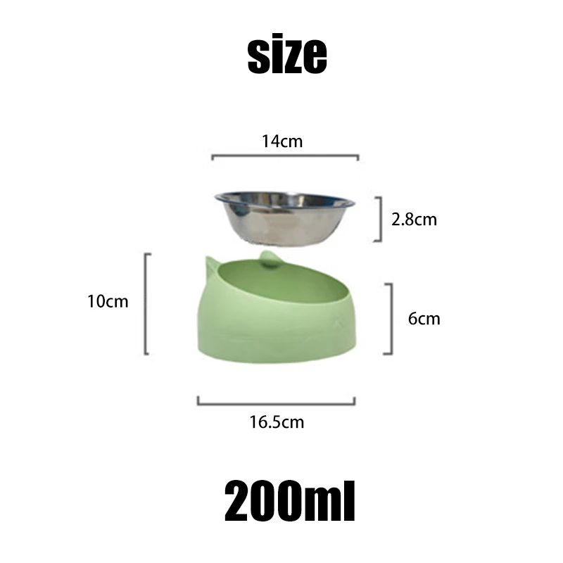 

Cat Dog Bowl 15 Degrees Tilted Stainless Steel Cat Bowl Non-Slip Cats Food Drink Water Feeder Neck Protection Dish Pet Bowl