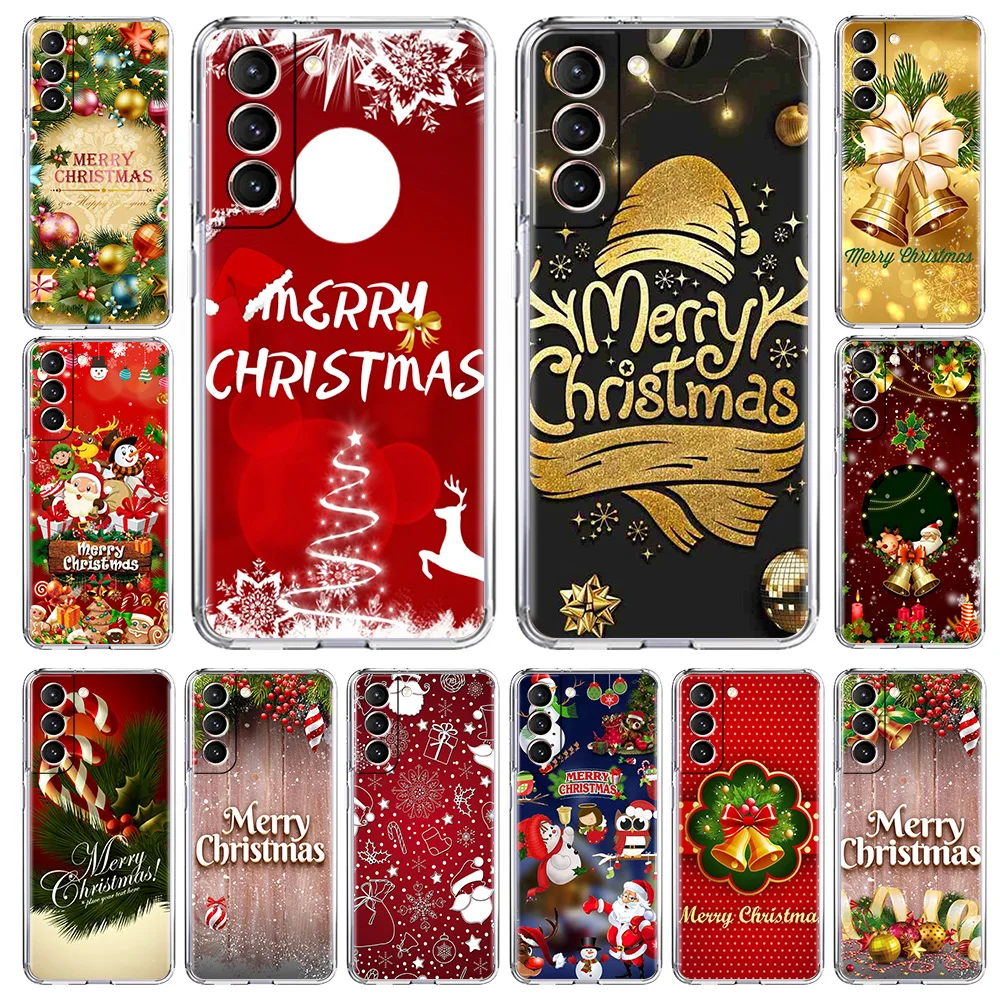 

Merry Christmas Phone Case for Samsung Galaxy S20 FE S20 S21 Ultra S10 Note 20 10 Plus Cover Silicone Transparent Shell TPU Bag