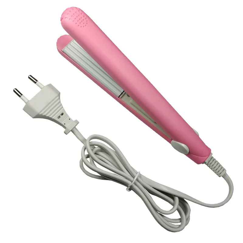 

European standard plug pink blue purple mini electric splint wet and dry hair straightener creative household corn clip curler