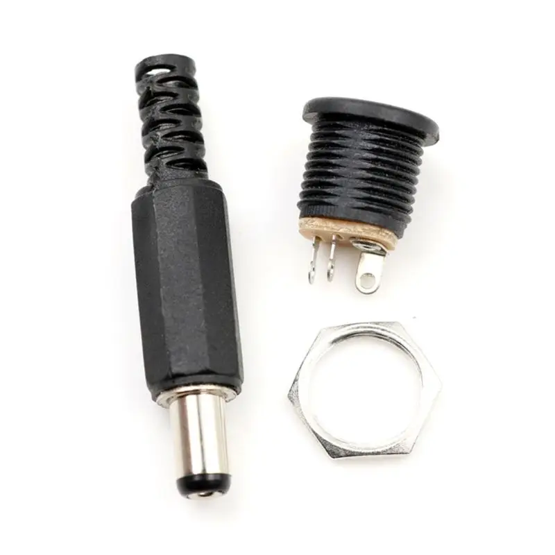

2020 New 10 pcs 12V 3A Plastic Male Plugs + Female Socket Panel Mount Jack DC Power Connector Electrical Supplies