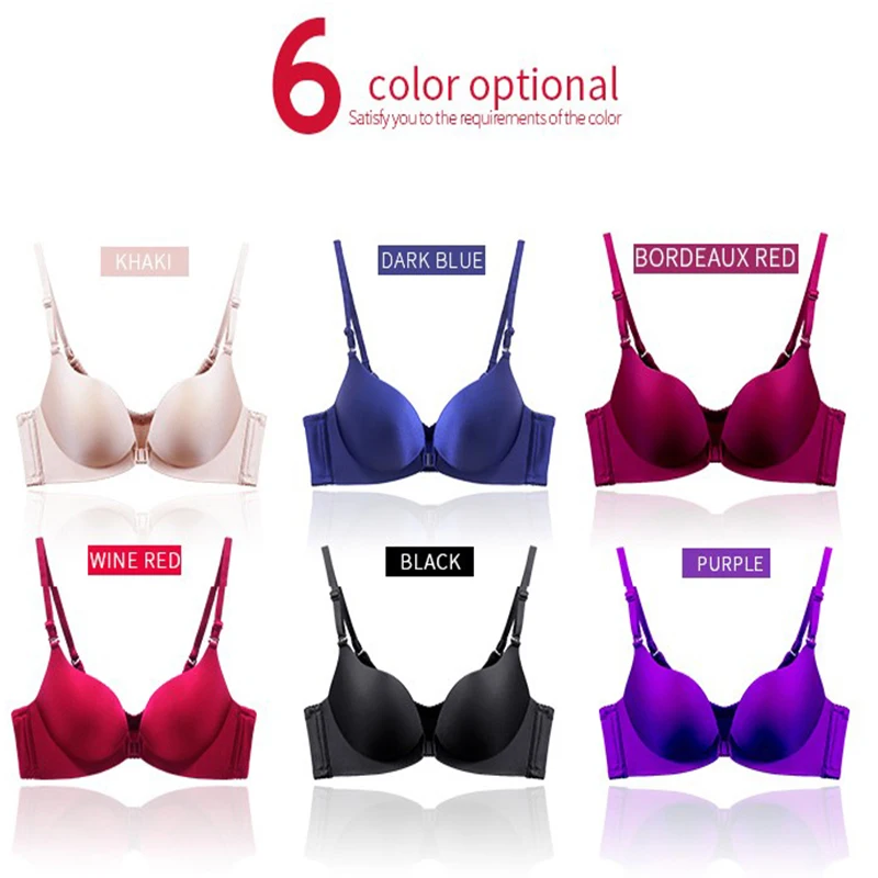

Fashion Push up Solid Color Glossy Deep V Lingerie New Products Without Steel Ring One-piece Sexy Gather Ladies Underwear