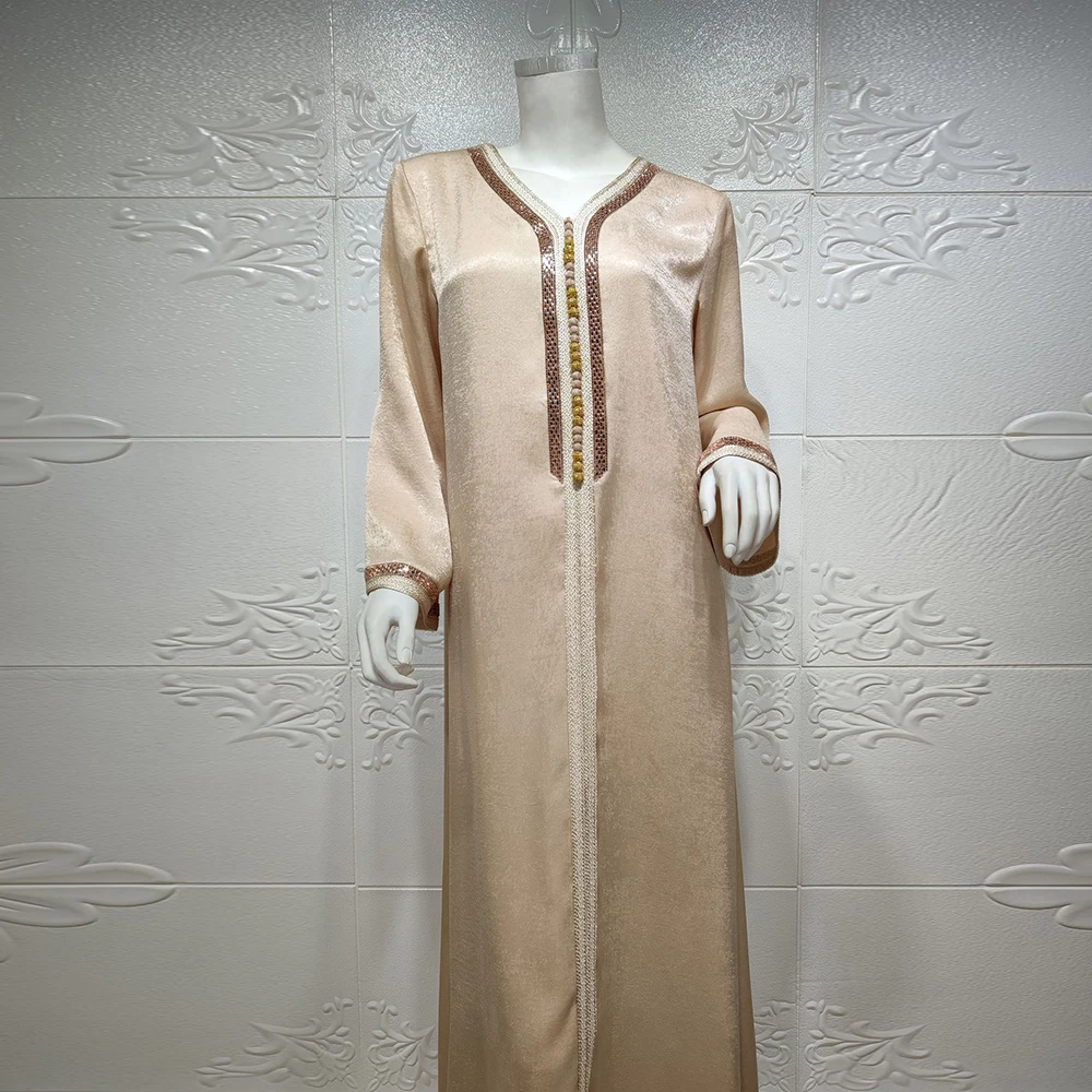 Eid Satin Abaya Dubai мусульманское платье Турция ислам длинное Djelaba