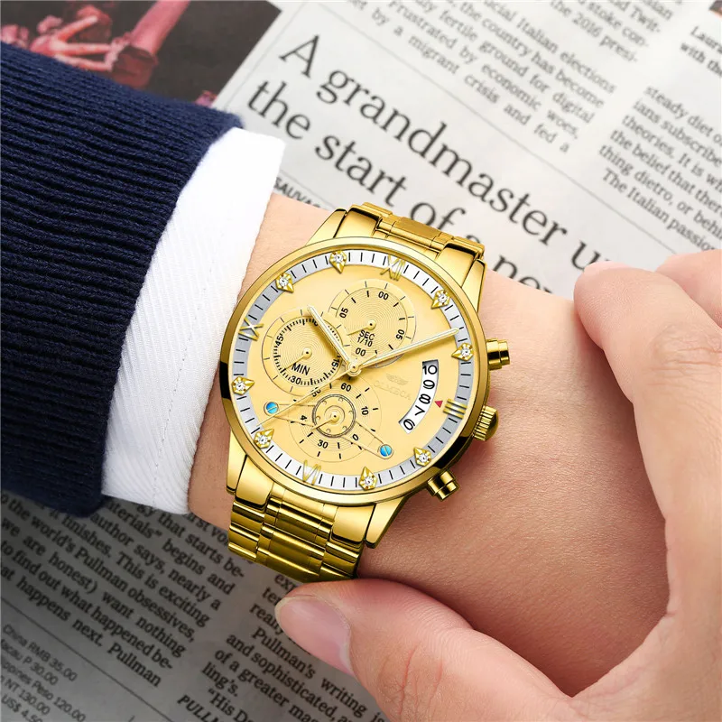 

Fashion Business Watches Luxury Men'S Stainless Steel Male Quartz Watch Man Wristwatch Military Sport Clock Relogio Masculino