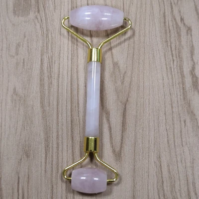 Jade Roller No Box Розовый КВАРЦЕВЫЙ роликовый массажер для лица лифтинг инструмент натуральный нефрит для похудения роллер для массажа лица антицеллюлитный Guasha доска подарок - Цвет: Jade Roller No Box