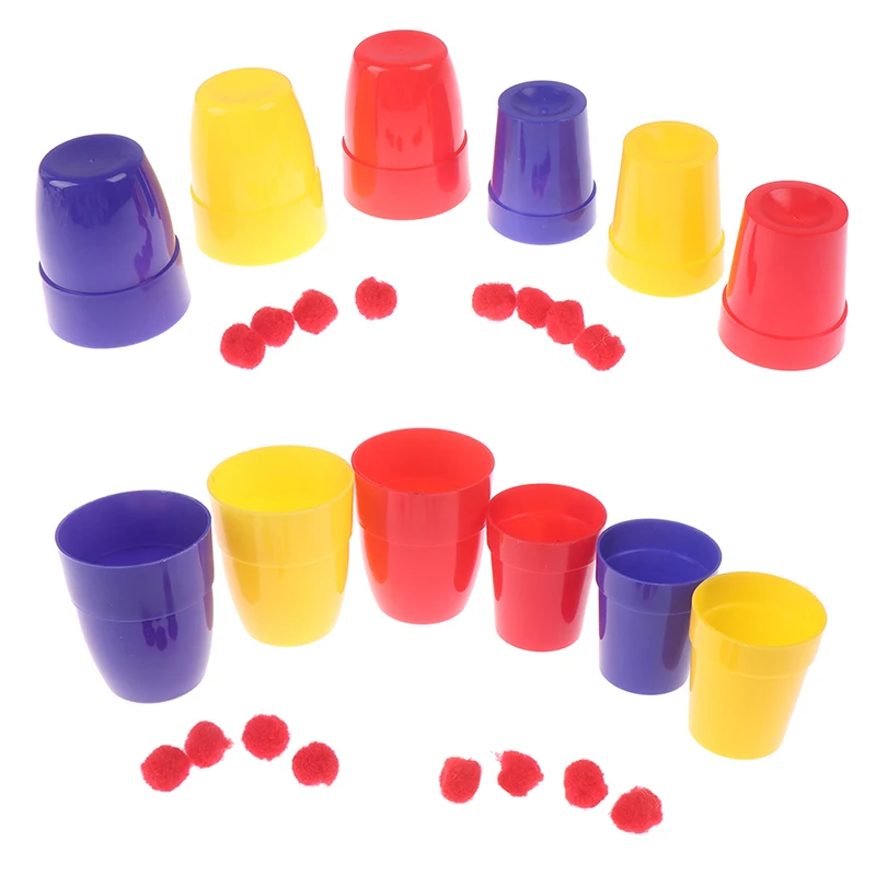 Волшебные три чашки и шары магические трюки крупным планом сценический реквизит