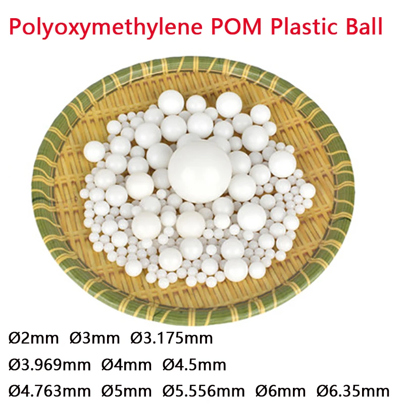 White Polyoxymethylene POM Plastic Ball Ø2 3 3.175 3.969 4 4.5 4.763 5 5.556 6 6.35 mm Precision Solid Ball For Industrial Field