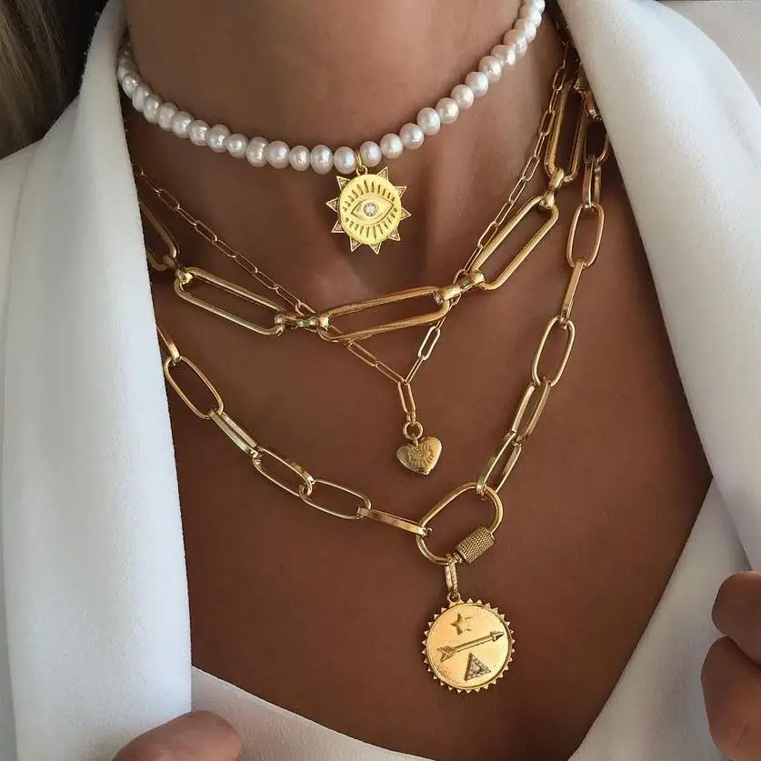 Ожерелье-цепочка женское с буквами и искусственным жемчугом | Украшения