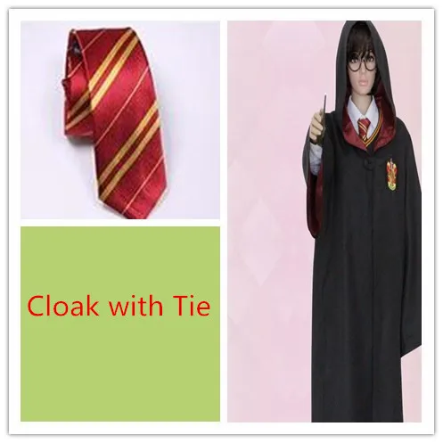 Gryffinder with tie Ainiel взрослых/Дети гарри поттер Костюмы для косплея Халаты галстук Гриффиндор Равенкло мантии Слизерин Хаффлпаффец Для мужчин Для женщин плащи - Цвет: Gryffinder with tie