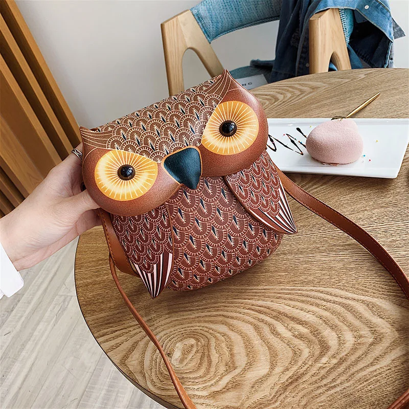 Милые сумки через плечо с животными мини-Женские Удобные кожаные в виде совы
