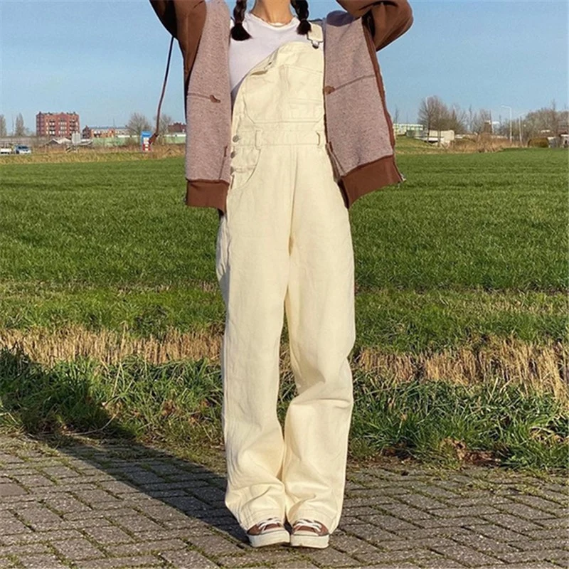 

Джинсы Женские однотонные прямые, модные облегающие брюки из денима в стиле сафари, джинсовые брюки на подтяжках, модная уличная одежда на о...